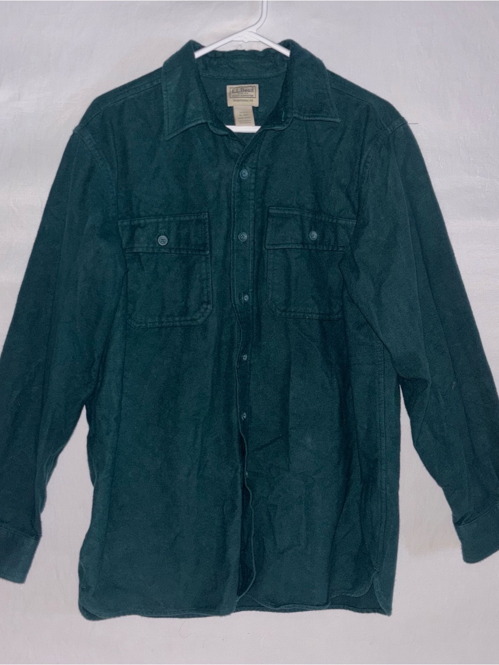 L.L. Bean Men's Dark Green Button-Front Shirt Jacket